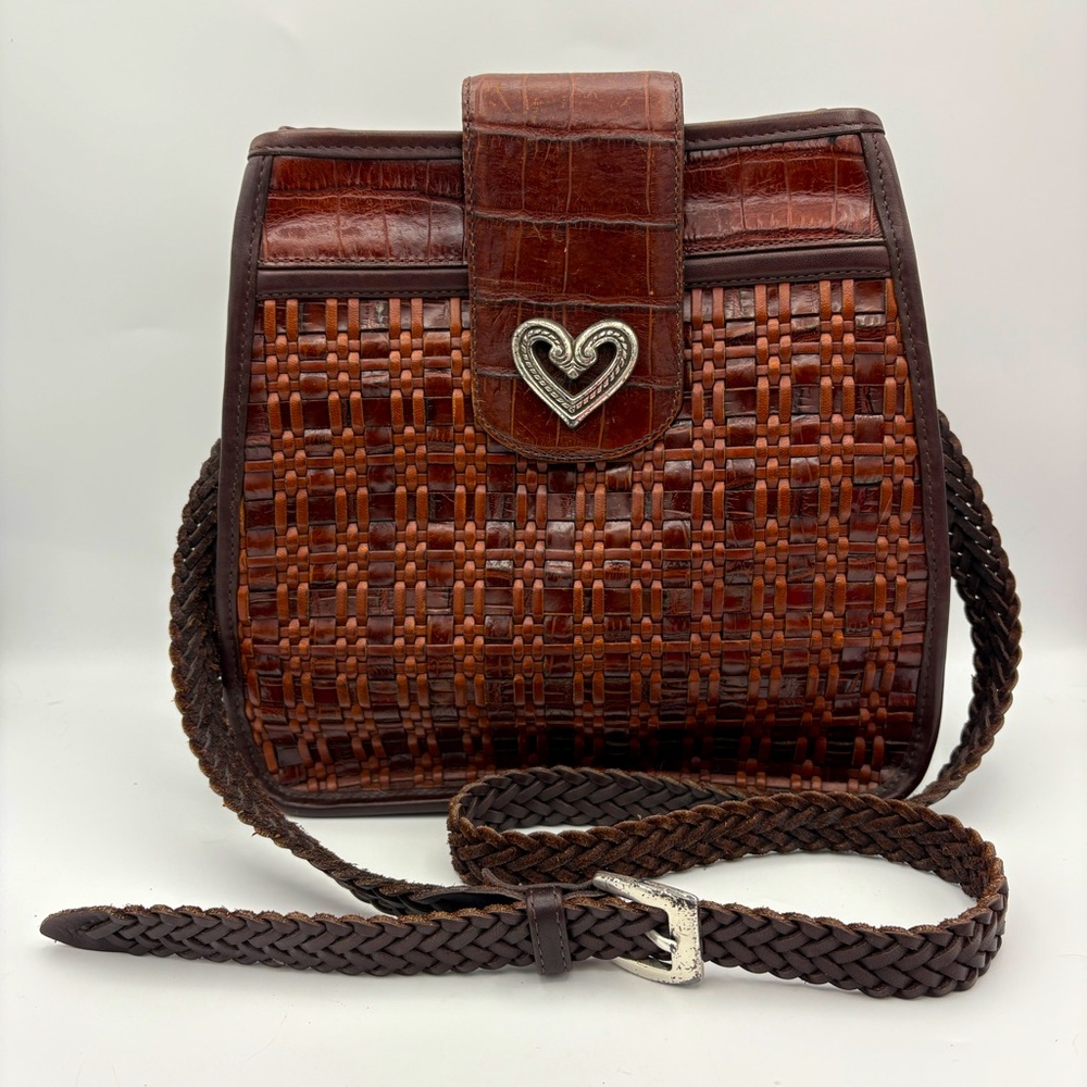 Brighton Brown Woven Leather Handbag